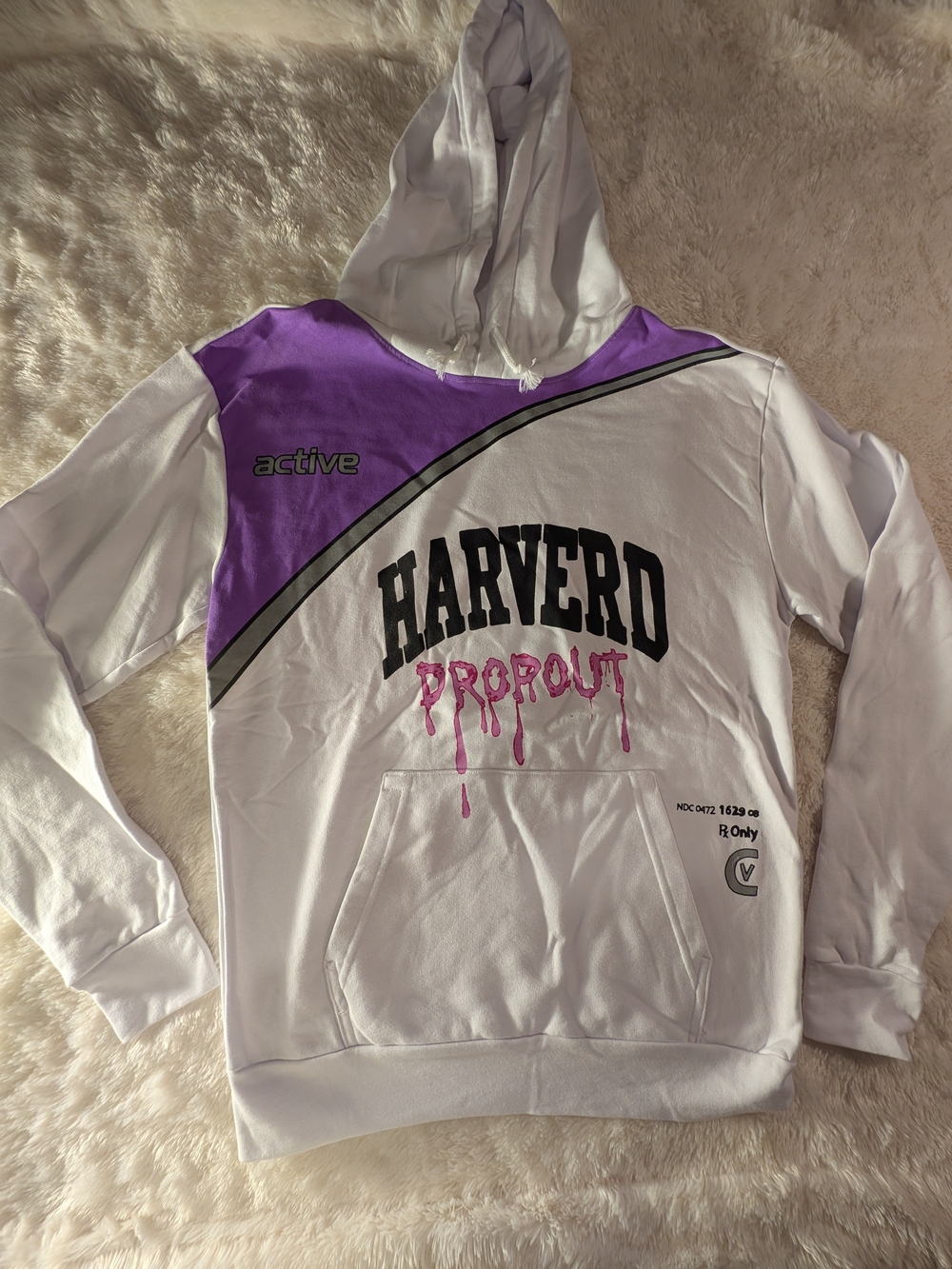 Lil Pump White & Purple 'Harverd Dropout' Pullover Hoodie